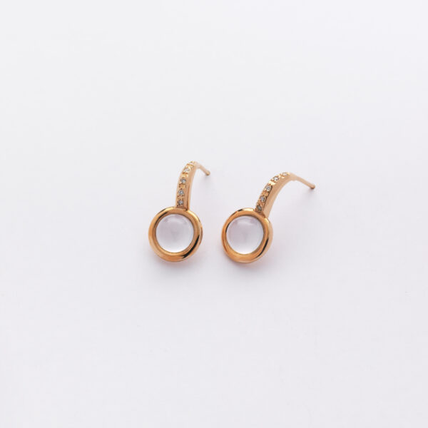 Orecchini Oro Rosa 18KT <br> Diamanti, Calcedonio