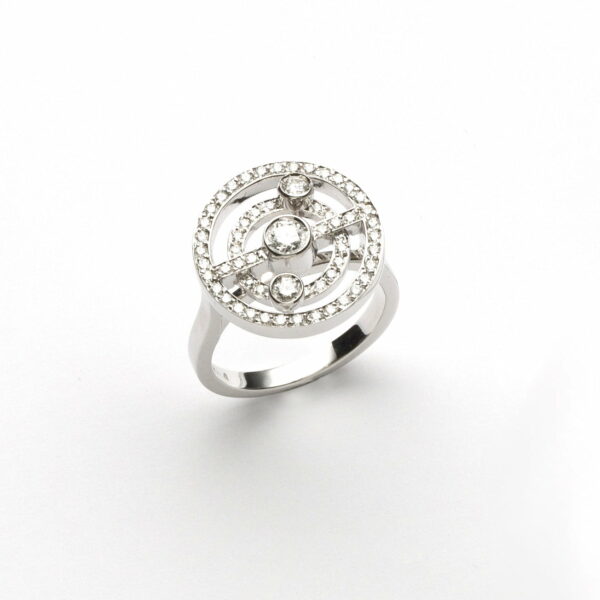Anello Oro Bianco 18KT <br> Diamante centrale, Diamanti