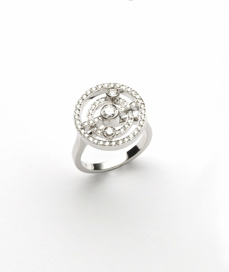 Anello Oro Bianco 18KT <br> Diamante centrale, Diamanti