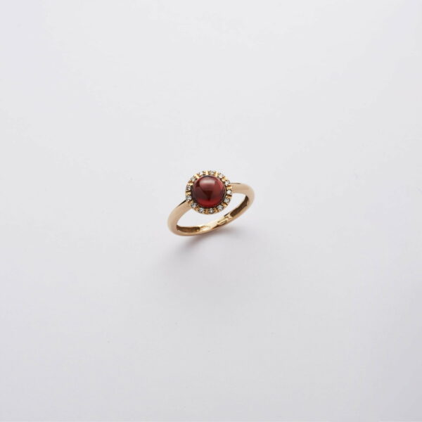Anello Oro Rosa 18KT <br> Diamanti, Granato