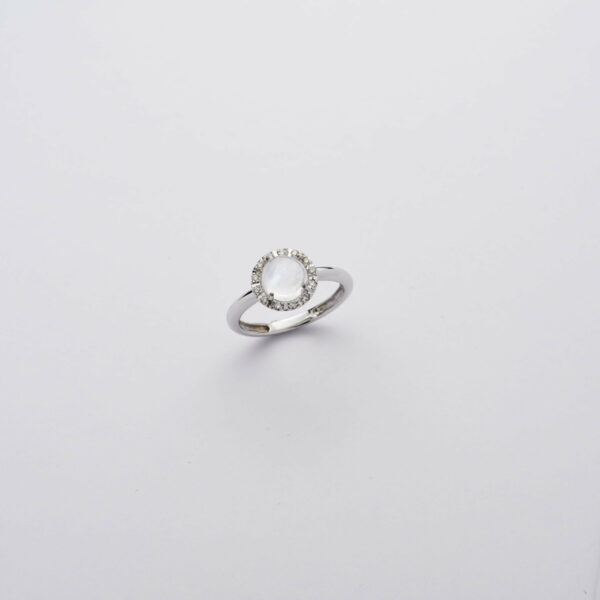 Anello Oro Bianco 18KT <br> Diamanti, Spectrolite