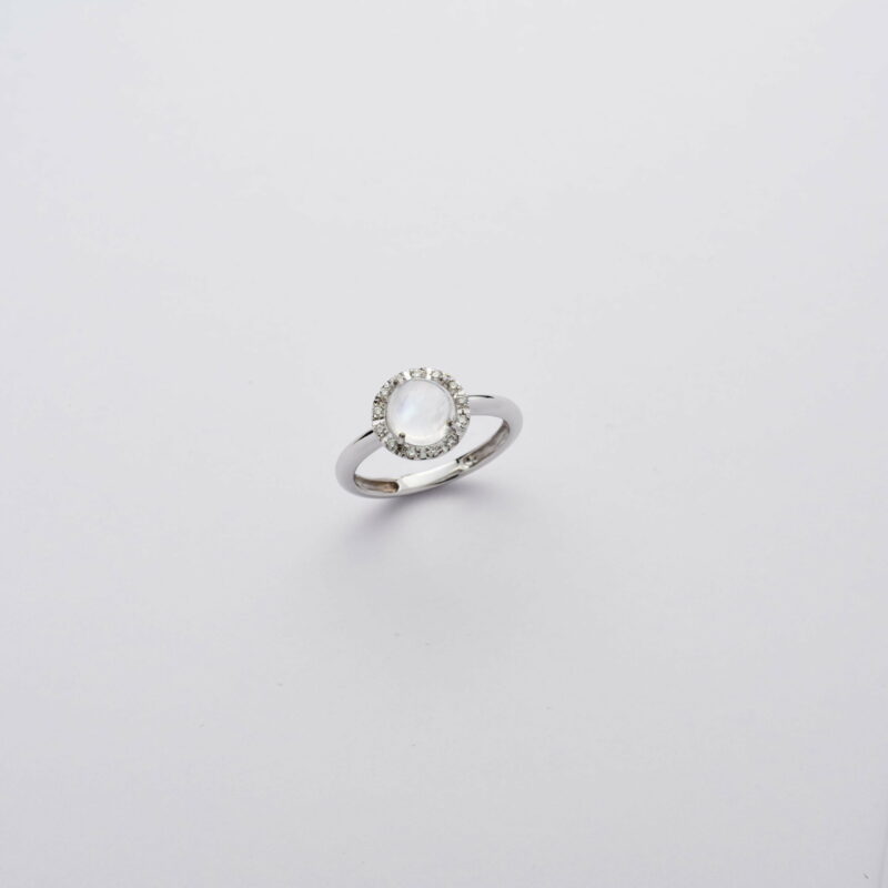 Anello Oro Bianco 18KT <br> Diamanti, Spectrolite