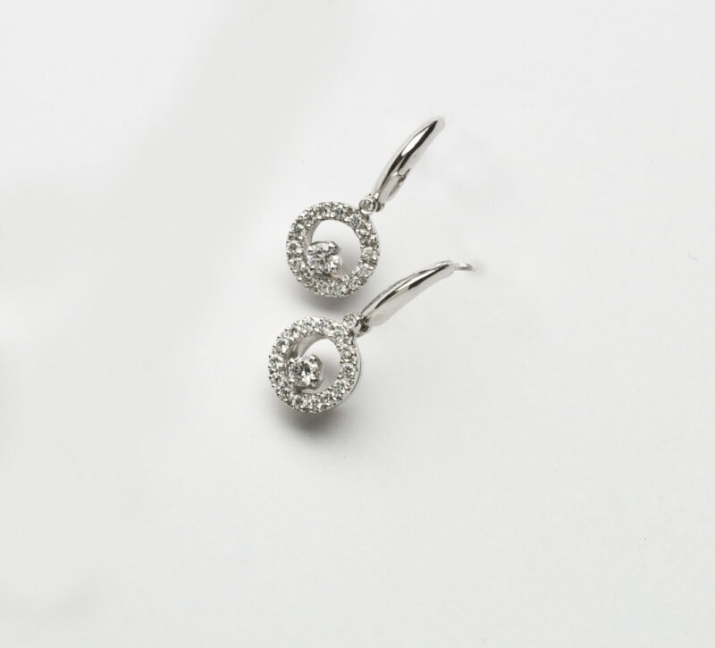 Orecchini Oro Bianco 18KT <br> Diamanti