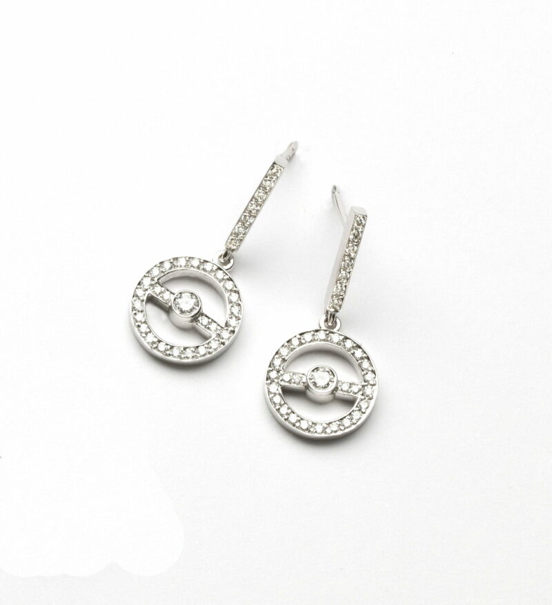 Orecchini Oro Bianco 18KT <br> Diamanti