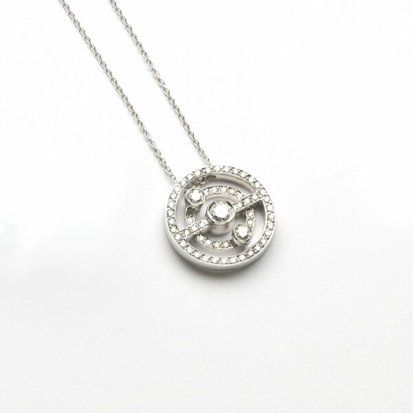 Girocollo Oro Bianco 18KT <br> Diamante centrale, Diamanti