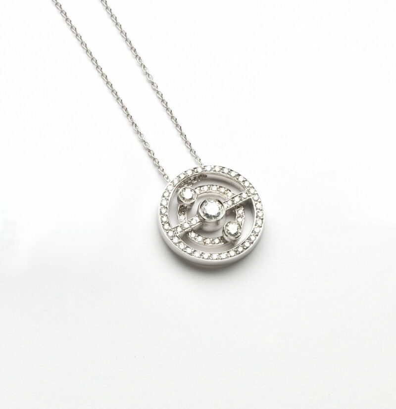 Girocollo Oro Bianco 18KT <br> Diamante centrale, Diamanti