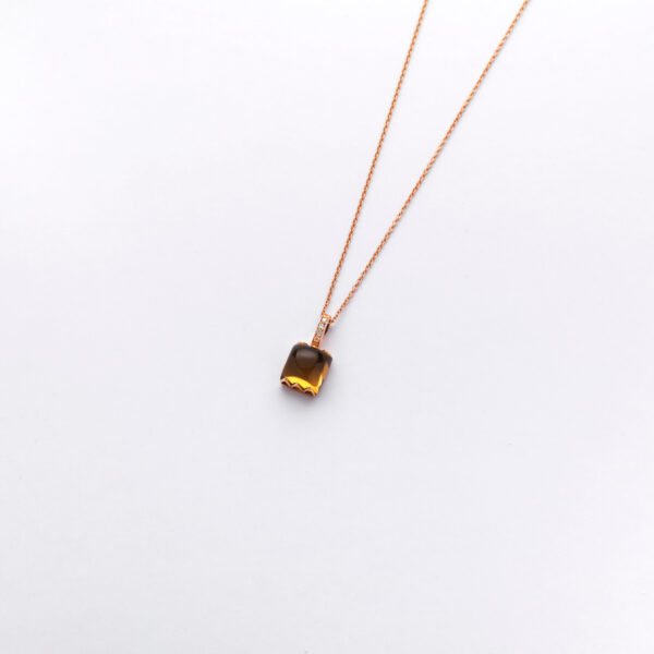 Girocollo Oro Rosa 18KT <br> Diamanti, Quarzo Citrino