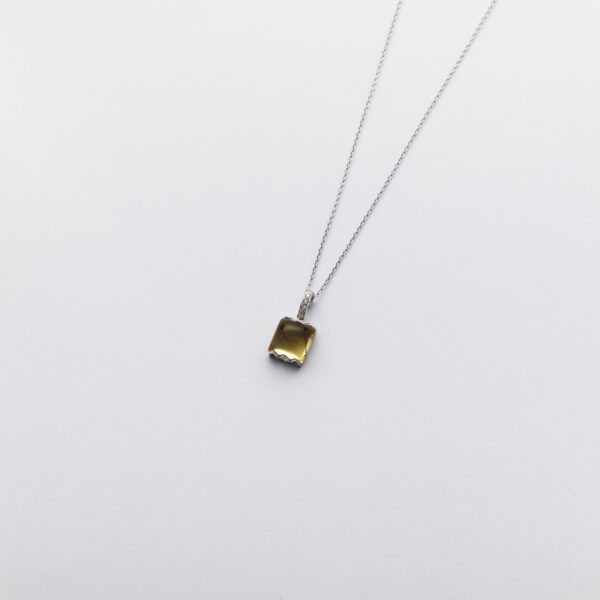 Girocollo Oro Bianco 18KT <br> Diamanti, Quarzo Lemon