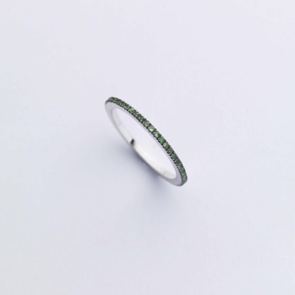 Anello Oro Bianco 18KT <br> Tsavoriti