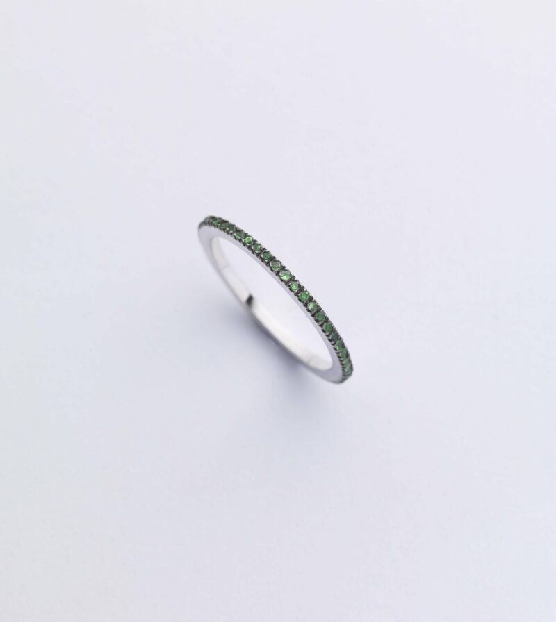 Anello Oro Bianco 18KT <br> Tsavoriti