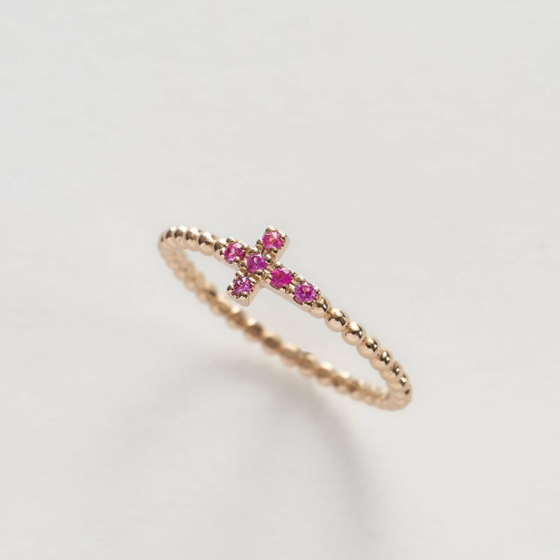 Anello Oro Rosa 18KT <br> Zaffiri Rosa