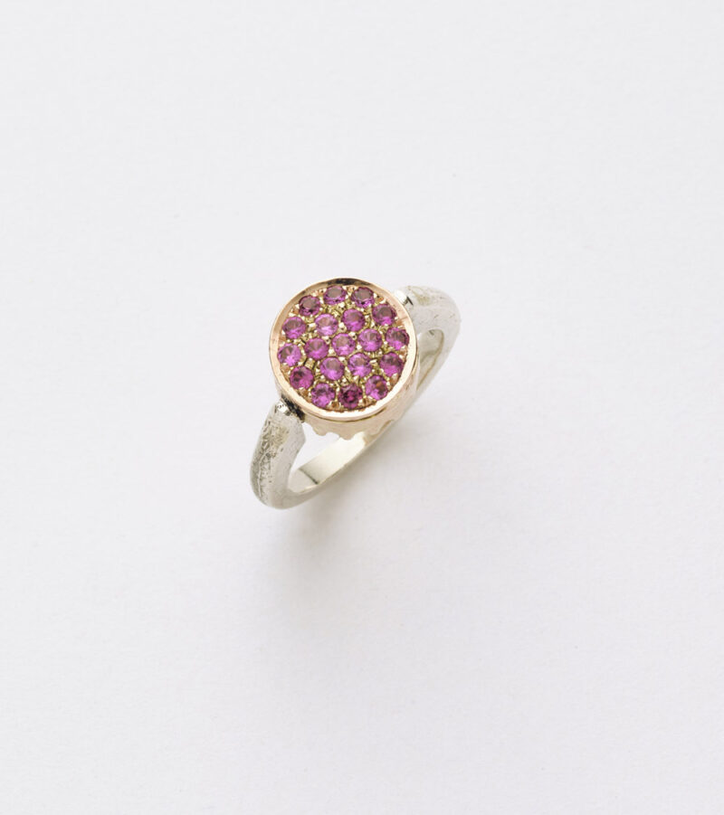 Anello Reverse in Oro e Argento <br> Pietra centrale 10mm - immagine 2