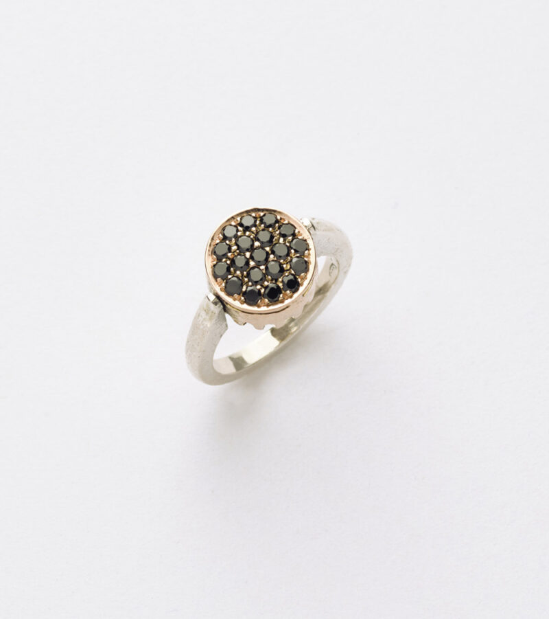 Anello Reverse in Oro e Argento <br> Pietra centrale 10mm - immagine 2