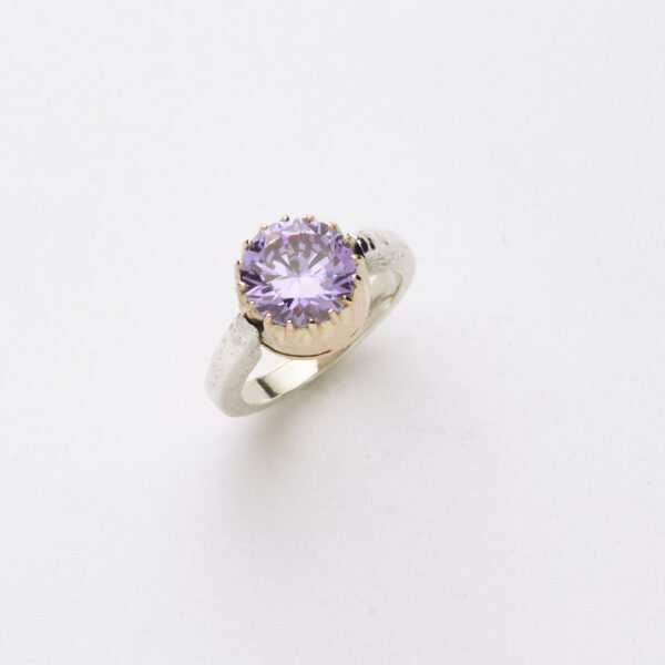 Anello Reverse in Oro e Argento <br> Pietra centrale 10mm