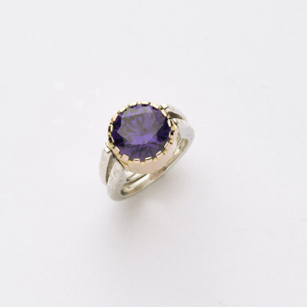 Anello Reverse in Oro e Argento <br> Pietra centrale 12mm