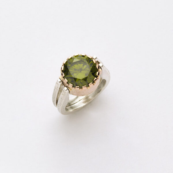 Anello Reverse in Oro e Argento <br> Pietra centrale 12mm