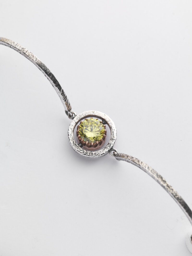 Bracciale Reverse in Oro e Argento <br> Pietra centrale 10mm
