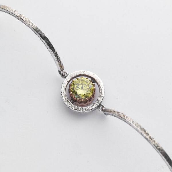 Bracciale Reverse in Oro e Argento <br> Pietra centrale 10mm