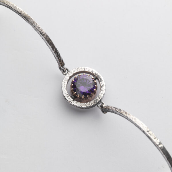 Bracciale Reverse in Oro e Argento <br> Pietra centrale 10mm