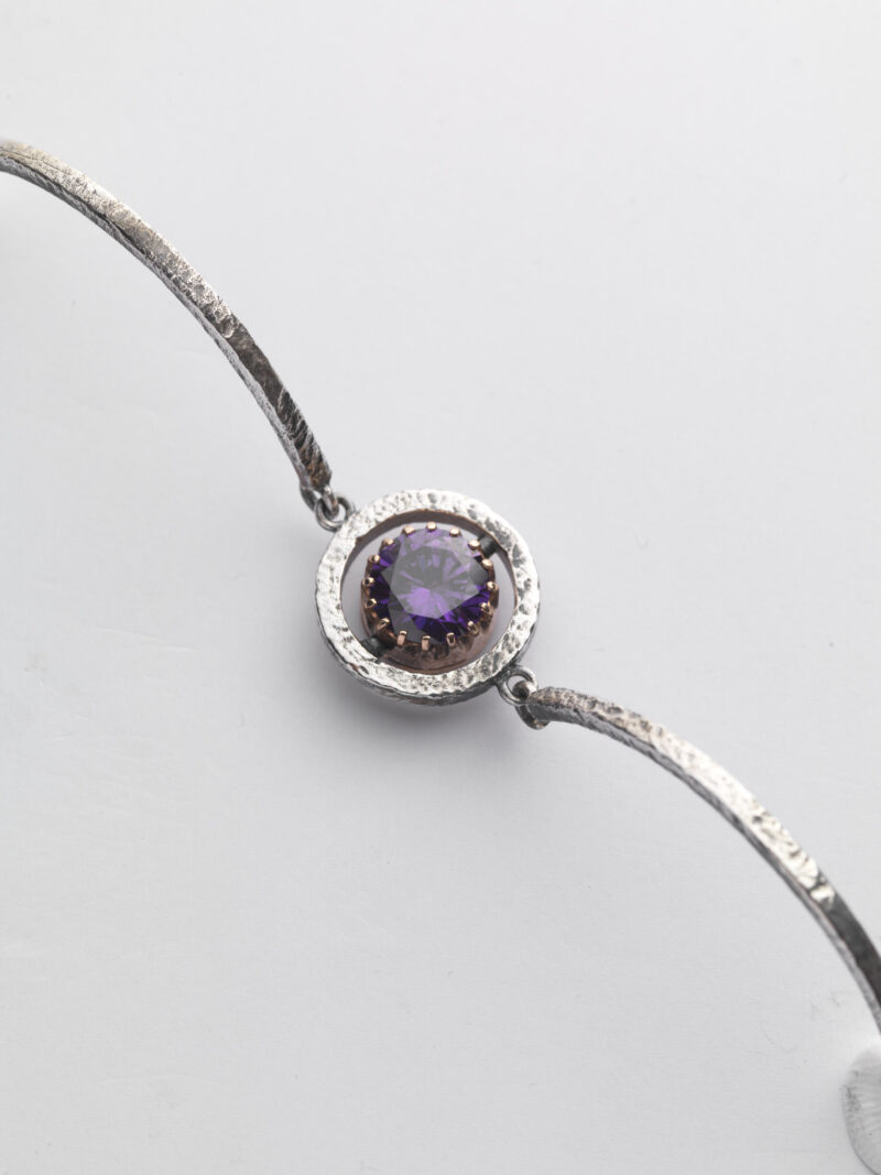 Bracciale Reverse in Oro e Argento <br> Pietra centrale 10mm
