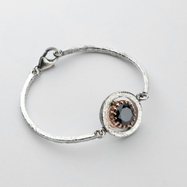 Bracciale Reverse in Oro e Argento <br> Pietra centrale 10mm