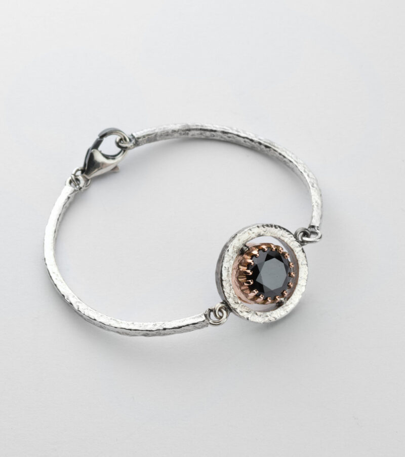 Bracciale Reverse in Oro e Argento <br> Pietra centrale 10mm