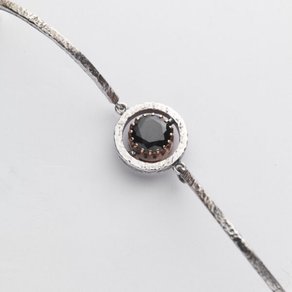 Collana Reverse in Oro e Argento <br> Pietra centrale 10mm