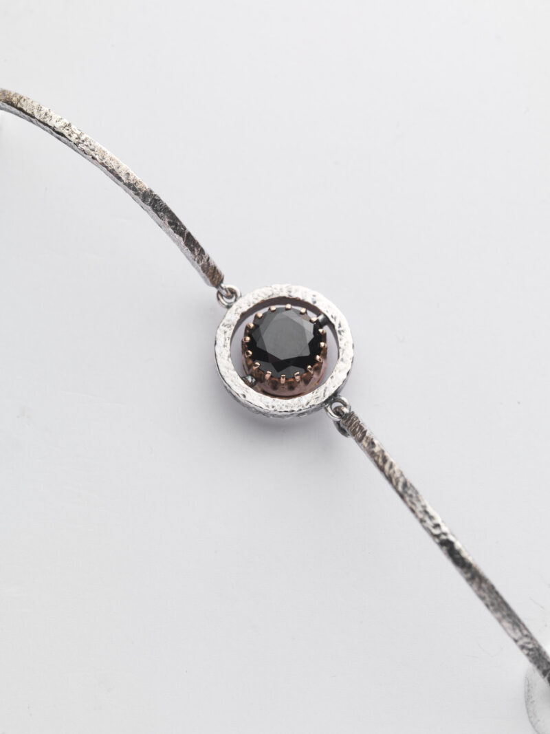 Bracciale Reverse in Oro e Argento <br> Pietra centrale 10mm