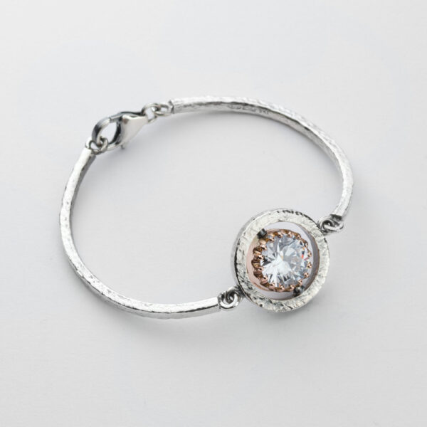 Bracciale Reverse in Oro e Argento <br> Pietra centrale 10mm