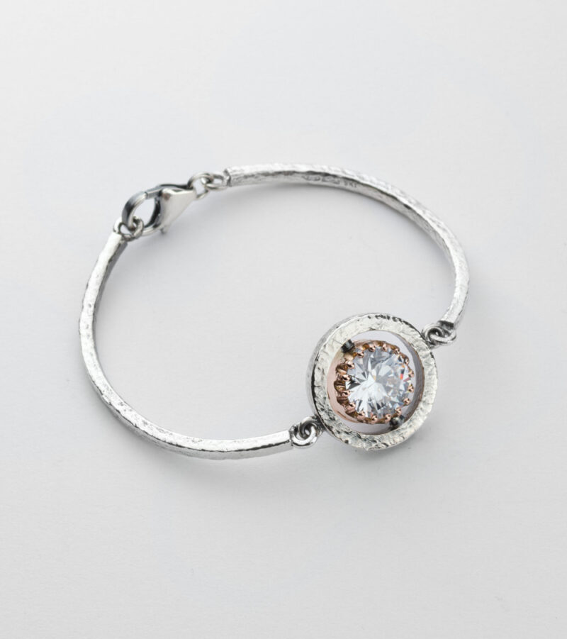 Bracciale Reverse in Oro e Argento <br> Pietra centrale 10mm