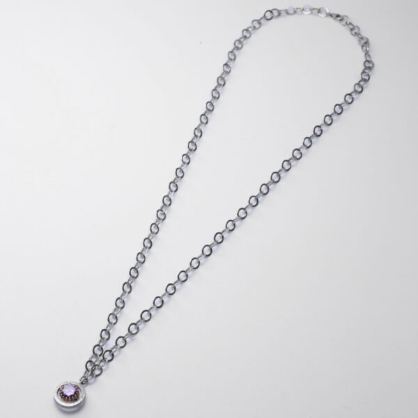 Collana Reverse in Oro e Argento <br> Pietra centrale 10mm