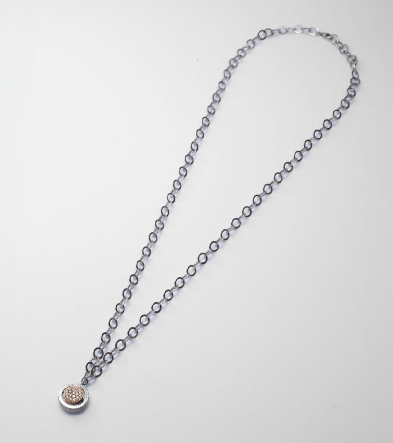 Collana Reverse in Oro e Argento <br> Pietra centrale 10mm - immagine 2
