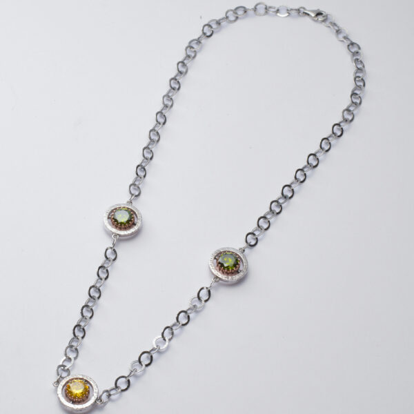 Collana Reverse in Oro e Argento <br> Pietre centrali 10mm