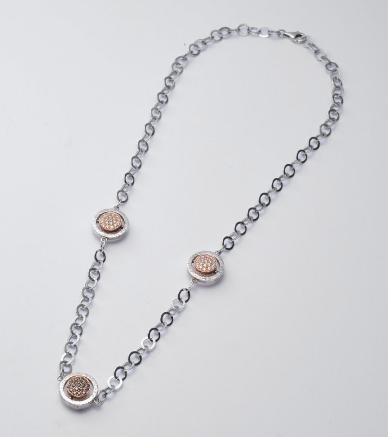 Collana Reverse in Oro e Argento <br> Pietre centrali 10mm - immagine 2