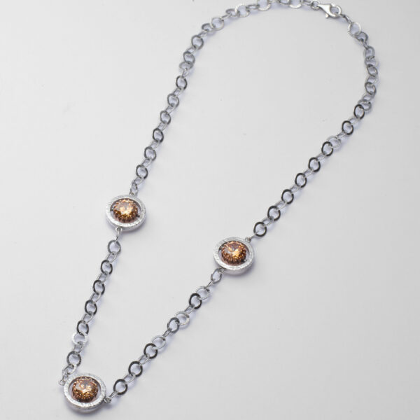 Collana Reverse in Oro e Argento <br> Pietre centrali 10mm