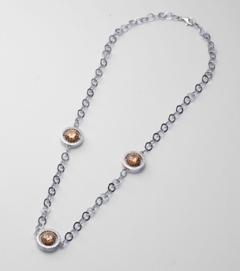 Collana Reverse in Oro e Argento <br> Pietre centrali 10mm