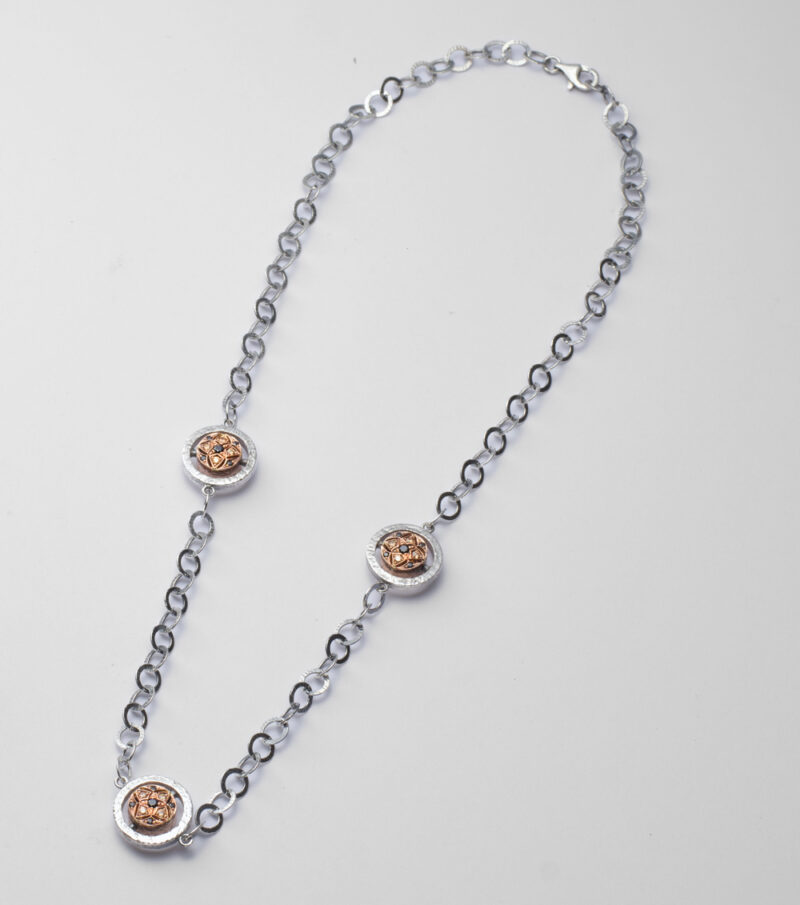 Collana Reverse in Oro e Argento <br> Pietre centrali 10mm - immagine 2